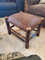 Amish Hickory and Leather Ottoman