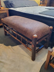 Amish Hickory and Leather Bench